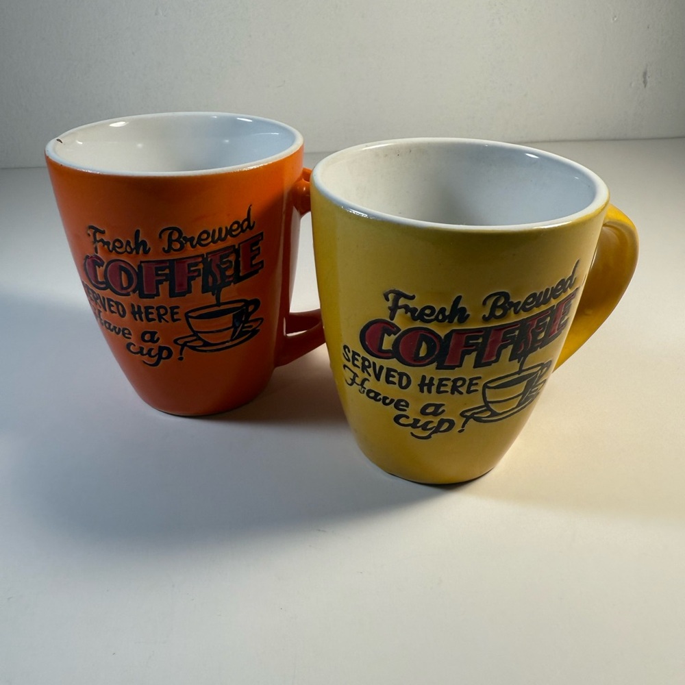 Vintage  Fresh Brewed Coffee Mugs (Set of 2 )  7 Ounce
